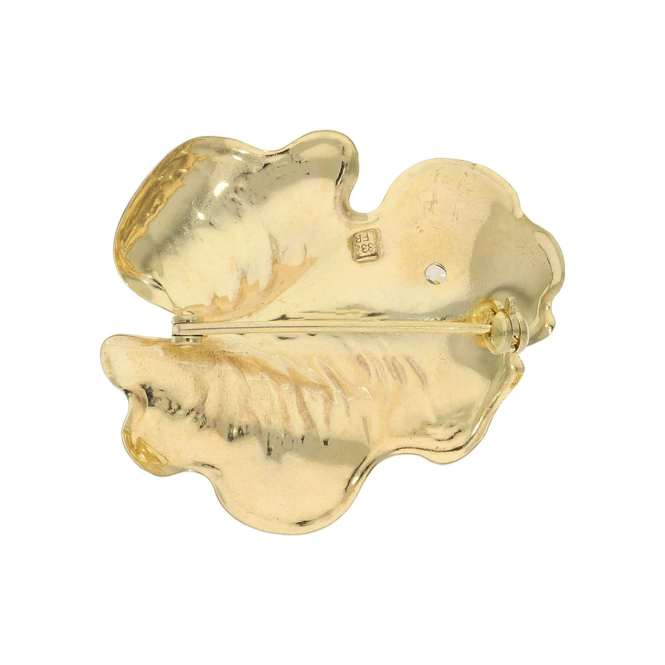 Goldene Brosche Second Hand mit Zirkonia Gold 333 25324363 getragen - Bild 2 von 3