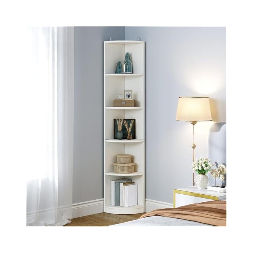 5-Tier Tall Corner Shelf Unit for Books and Home Decor 70.8 Inches