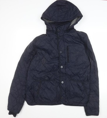 Topman Herren Steppjacke blau mit Kapuze Gr. L Regular Fit