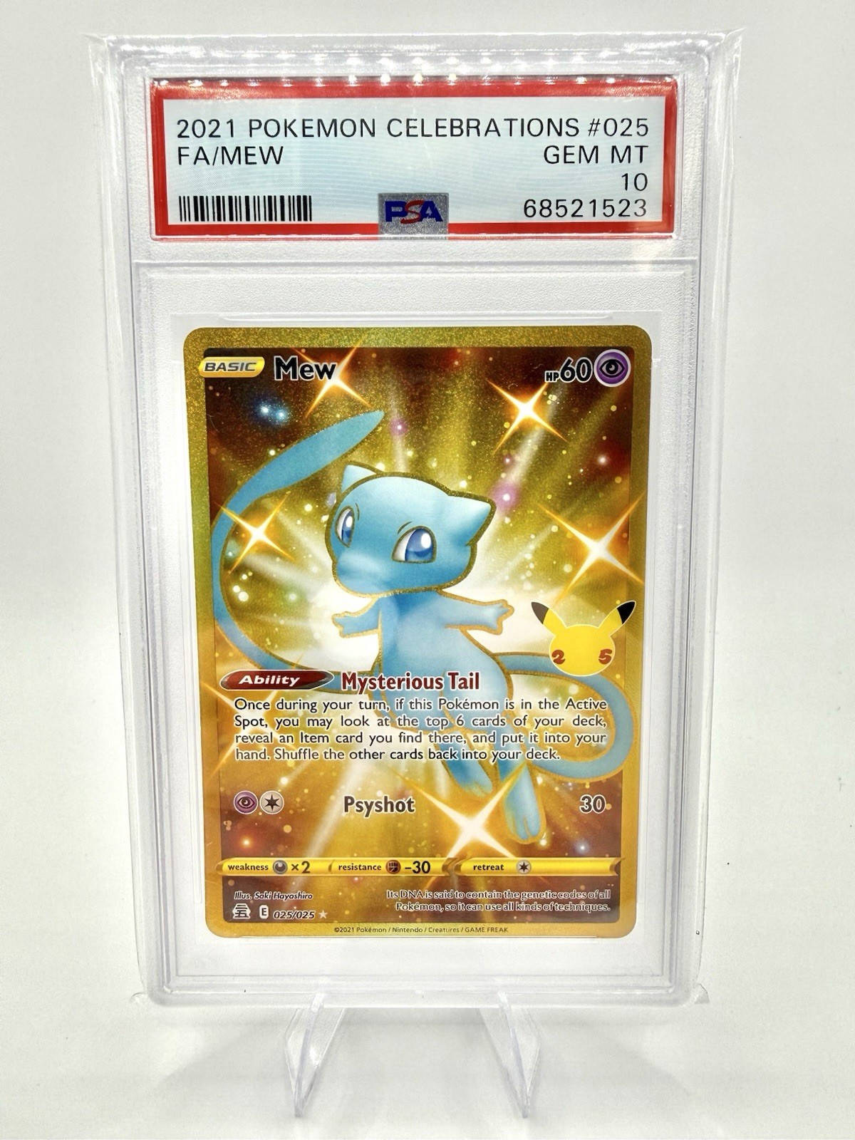 2021 POKEMON CELEBRATIONS SECRET RARE FULL ART HOLO #025 MEW PSA 10 EN