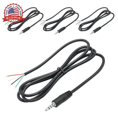 4Pcs 3.5mm Male Plug to 4Pin Bare Wire Open End Cable 3FT, TRRS 4 Pole 1/8'' Jac
