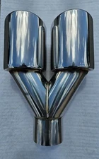 DT-24156 DUAL DOUBLE WALL ROLL SLANT POLISH STAINLESS TIP 2.25" INLET 9.5" LONG