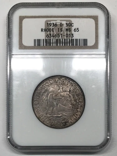 Photo of a 1936-D Rhode Island Commemorative Half Dollar from an eBay sale