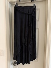 A New Day Black Flowy long skirt with ruffle and a slit size small
