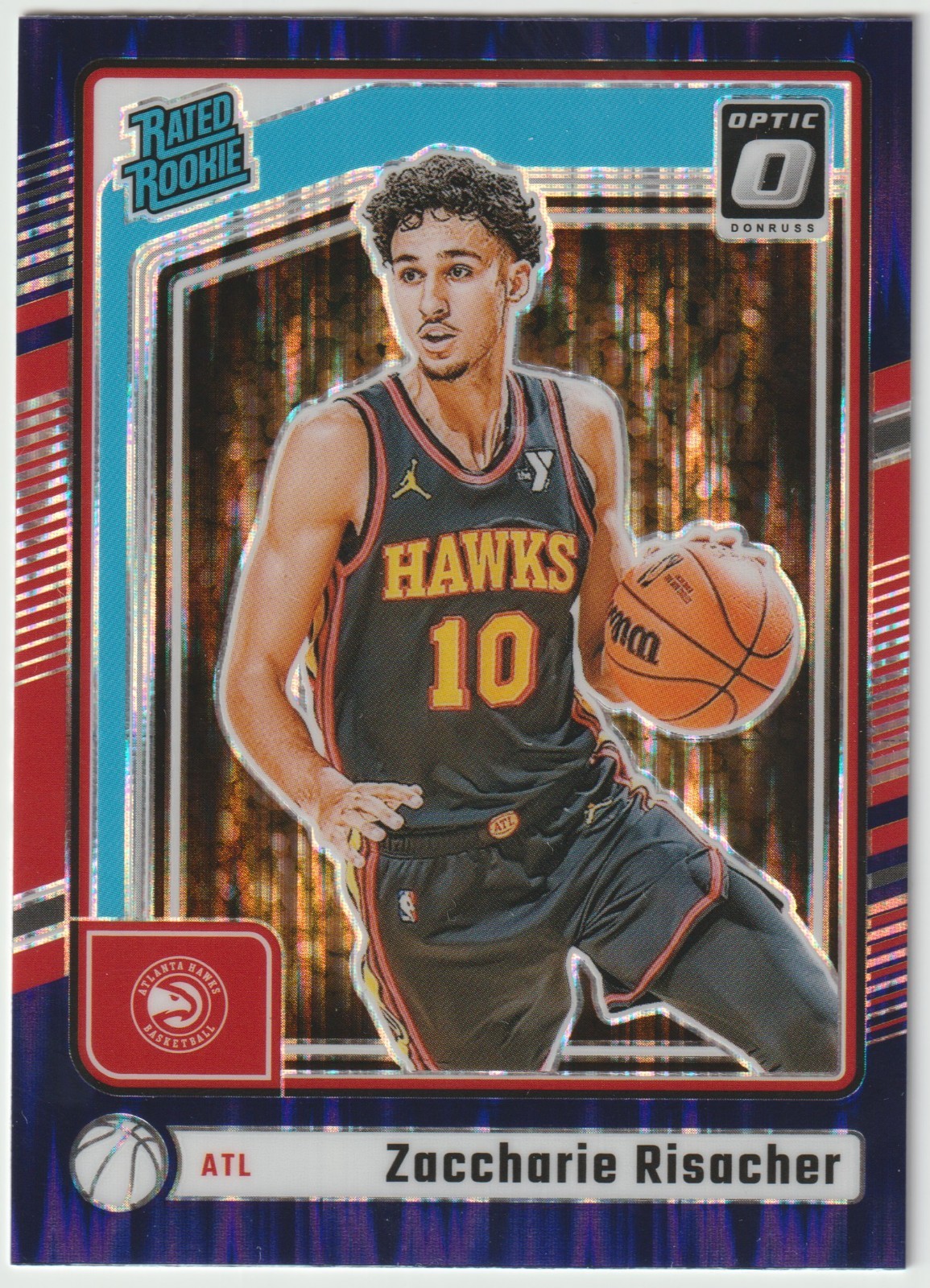 2024-25 Donruss Optic - Rated Rookie Zaccharie Risacher #268 Purple Shock (RC)