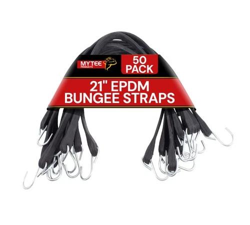 21" EPDM Tarp Bungee Straps Crimped Hooks -50 Pack