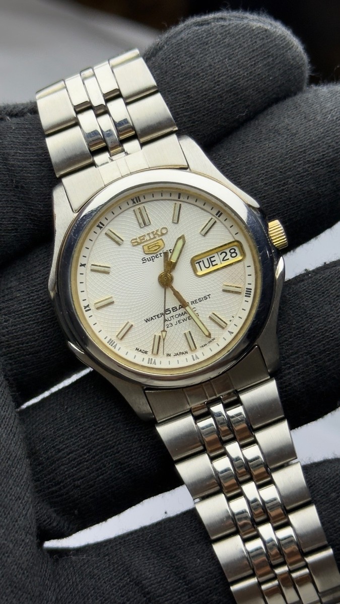 ✨SEIKO✨セイコー✨7S36-02J0✨デイデイト✨ゴールド文字盤✨腕時計✨ Seiko Superior 7S36 0030 Dial Day Date Watch | Stainless Steel