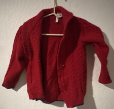 Janie and Jack Boys Red Cable-Knit Shawl Collar Button Cardigan Sweater 6