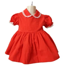 VINTAGE GIRLS RED DRESS WITH LACE