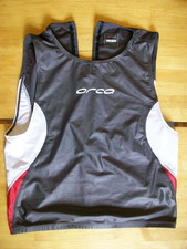 Orca grey white red tri tank mens Large nylon spandex triatholon