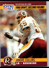 1990 Pro Set Rookie RC #715 Andre Collins Washington Redskins Football Card. rookie card picture