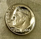 1964 P Mint PROOF Roosevelt Dime 90% Silver in Sealed Mint Cello
