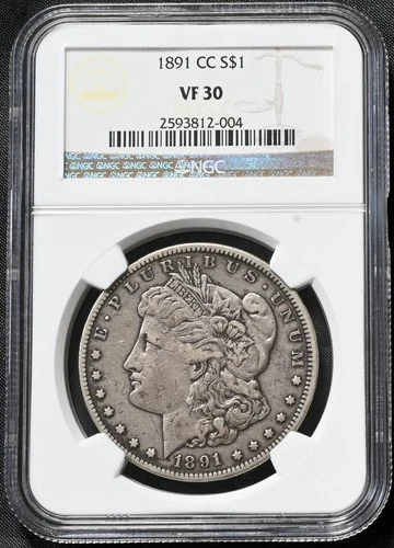 1891 CC 1891-CC Morgan Silver Dollar NGC VF 30 FREE S/H
