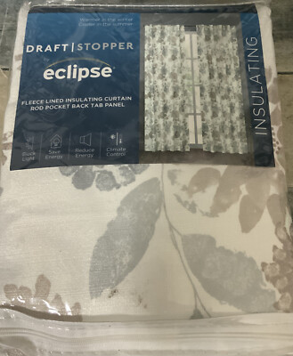  Draft Stopper by Eclipse Fleece Lined Insulating Curtain - Botanical Neutral