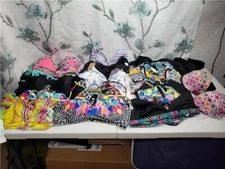 NWT Lot of 20 Name Brand Bikiini Swim Tops, Raisins, Hula Honey, Bar III & More