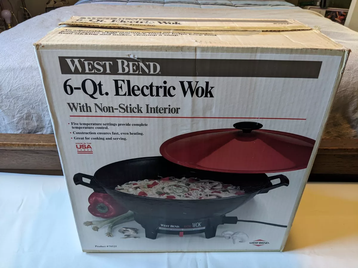 Vintage West Bend 6 Quart 1000 Watts Electric Wok Non Stick