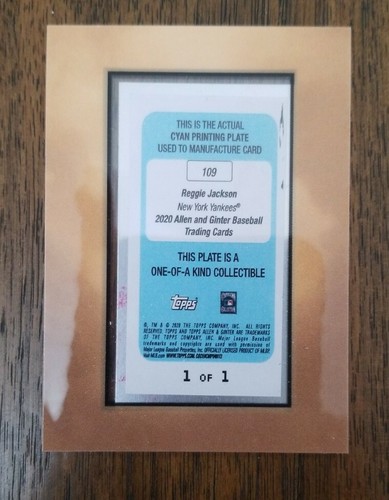 2020 Topps Allen & Ginter Reggie Jackson Framed Printing Plate 1/1 Yankees - Picture 2 of 2