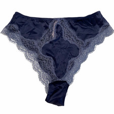 NWT VICTORIA'S SECRET Dream Angels Brazilian Pantie Sz S-M-L Blue Satin Lace