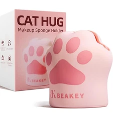 Kitten Cat Hug Makeup Sponge Holder, Silicone Beauty Sponge Blender Case - Pink