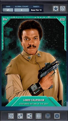 Topps Star Wars Card Trader 2016 Tier 10 Lando Calrissian - Teal 6cc *Digital*