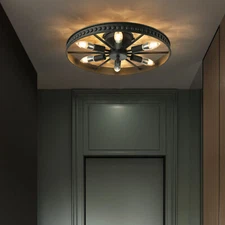 Wagon Wheel Chandelier Industrial Rustic Ceiling Hanging Light Kitchen Bar Lamp