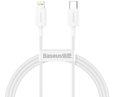 100cm Original LogiCell Baseus 8-Pin Weiß Kabel für İphone 13 14 Pro / Pro Max