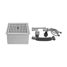 Square Covered Stainless Steel Hidden Kitchen Sink W/Drain Folding Faucet Indoor