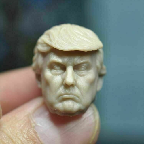 Unpainted 1/12 Donald Trump Head Sculpt Carving Fit 6 inch Male Figure Doll Body - Picture 1 of 3