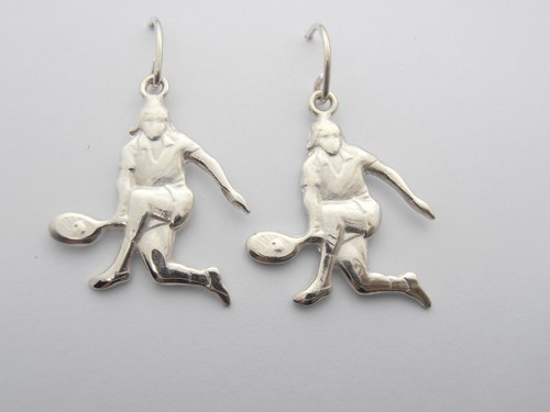 Boucles D'oreilles Fantaisie En Forme De Raquette De Tennis - Argenté, Style Sport Chic