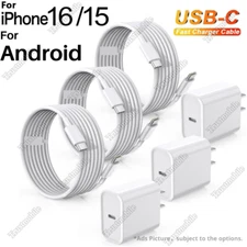 For iPhone 15 16 Pro Max Plus iPad Samsung Fast Charger USB C Type C Cable Cord