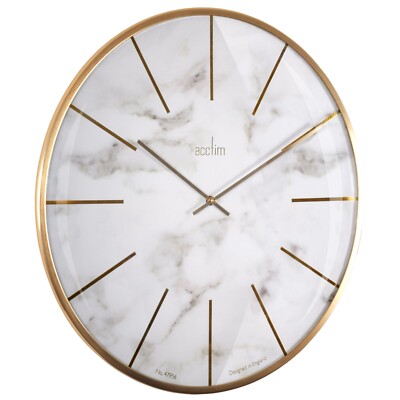 Acctim Luxe Wanduhr gebürstetes Metall geprägt goldene Schlagstöcke Messingzeiger 40 cm