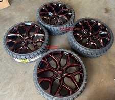 26 Snowflake Black Red Milled Wheels 33 Mt Tires Fit Sierra Silverado Yukon 26 Snowflake Black Red Milled Wheels 33 Mt Tires Fit Sierra Silverado Yukon