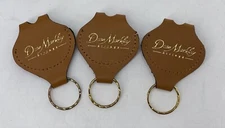 Lot 3 Dean Markley Strings Pick Holder Key Ring Leather Brown With Gold Script