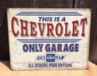 Vintage Chevy Only Garage Tin Metal Sign Others Outside Wall Garage Shop Genuine