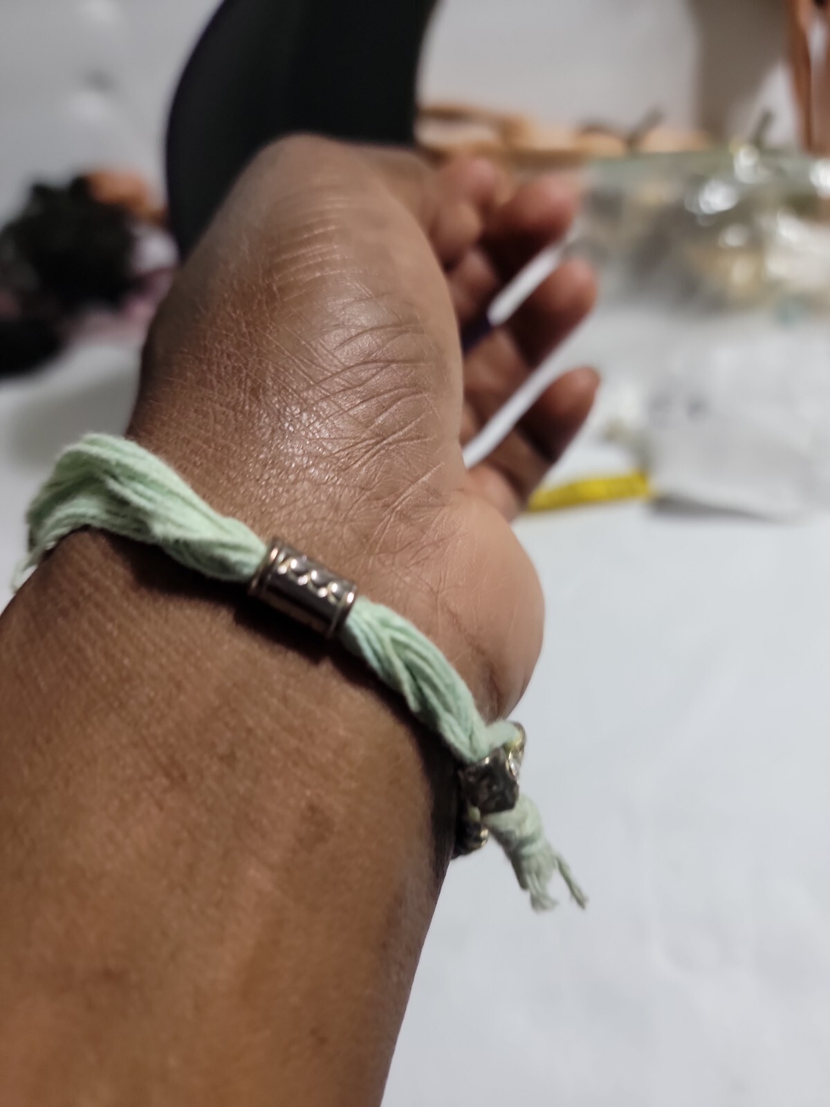 Silver Hematite Square Adjustable Yarn Bracelet 3… - image 3