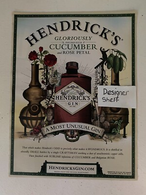 Hendrick's Gin Alcohol Infused Cucumber & Rose Petal 2013 Print Advertisement
