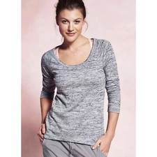 Athleta No Sweatin It Sharkbite Gray Heather Hi-Lo Top Size Medium