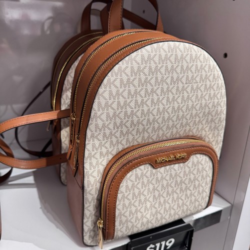MICHAEL KORS JAYCEE MEDIUM ZIP POCKET BACKPACK BAG LOGO VANILLA LUGGAGE - Picture 11 of 17