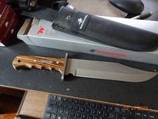 WINCHESTER BOWIE KNIFE 14" OA.HARD WOOD HANDLE STONEWASH 440 STAINLESS BLADE SHE