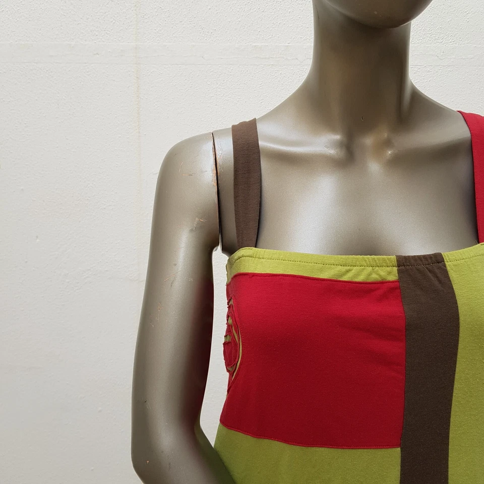 Ungewöhnliches Trägerkleid von Coline, L / 40, grün, rot, braun - Bild 3 von 4