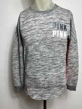 PINK Victoria's Secret Pink Pullover Sweatshirt Womens Small Gray Logo Spellout