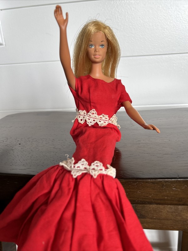 Mattel 1966 MadeJapan Barbie Doll Red Dress Bendable Knees. Vintage