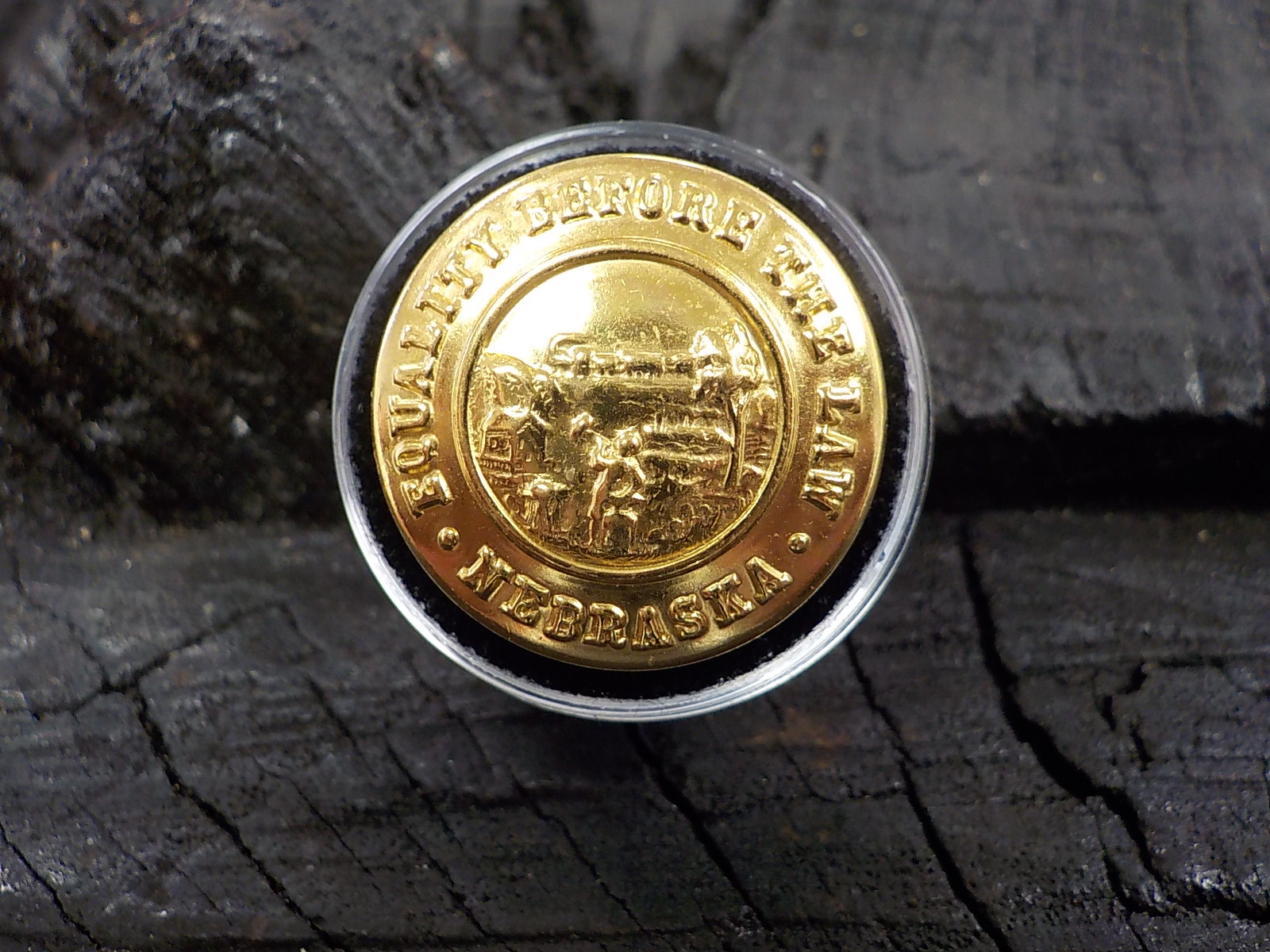 Old Rare Vintage Antique War Relic Nebraska Officer Coat Button