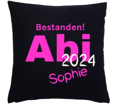 Kissenbezug ''Bestanden! Abi 2026 & Wunschname'' Abitur Geschenk Schule Abschluss