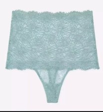 Nwt Victoria's Secret Dream Angels High Waist Thong Lace Cameo Blue Floral XS