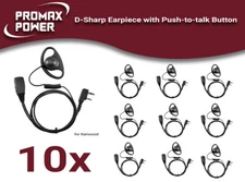 10x D-Shaped Earpiece w/ PTT for Kenwood & Baofeng Radios NX-420 TK-2100 TK-3100