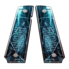 Custom 1911 Full Size Diamond Polish Ergonomic Acrylic Grips Psalms 23:4