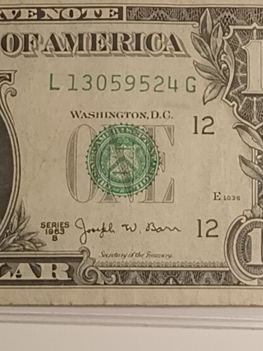 SERIES 1963B $1 L SAN FRANCISCO BEP L-G BLOCK JOSEPH W.BARR NOTE (L13059524G) - Picture 3 of 7