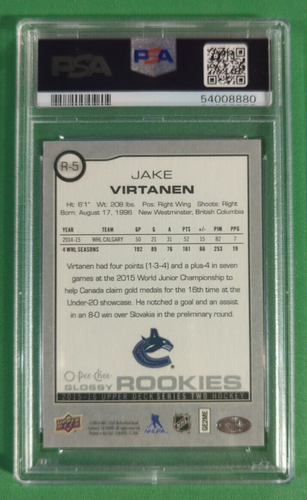 2015-16 UD O-Pee-Chee Jake Virtanen Glossy Rookies RC RED SP #R-5 MINT PSA 9 - Picture 3 of 3