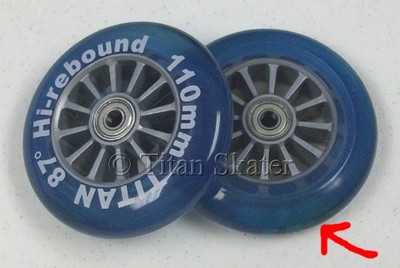 2 BLUE 110mm Scooter Wheels with Bearings for Kick Scooters DISCOLORED CLEARANCE